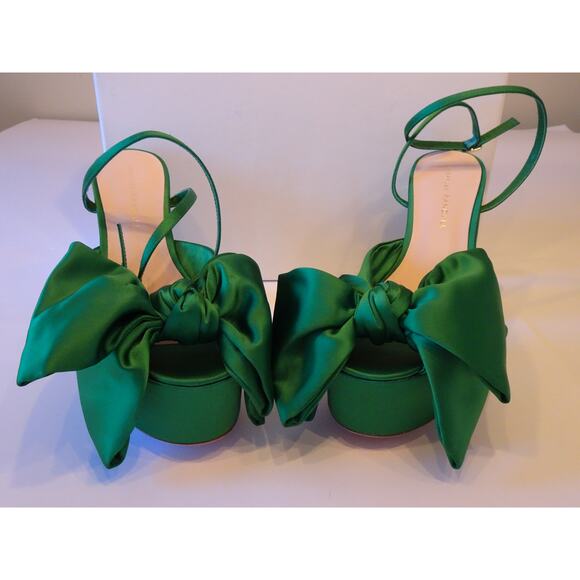 Loeffler Randall Camellia Emerald Green Platform Bow Sandals Pumps NWOT 698 Sz 7 - Picture 4 of 14